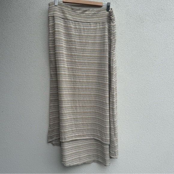 prAna Jasmine Maxi Hi-Low Skirt XL Stone Stripe - Picture 2 of 8